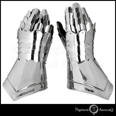 Pair of Steel Guantlets with Leather Glove for Re-enactment