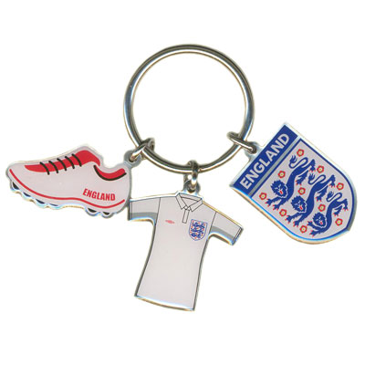 England F.A. 3 Charm Keyring