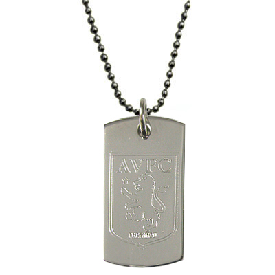 Aston Villa F.C. Engraved Crest Dog Tag and Chain