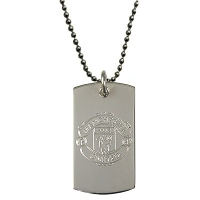 Manchester United F.C. Engraved Crest Dog Tag and Chain Manchester United F.C. Engraved Crest Dog Tag and Chain
