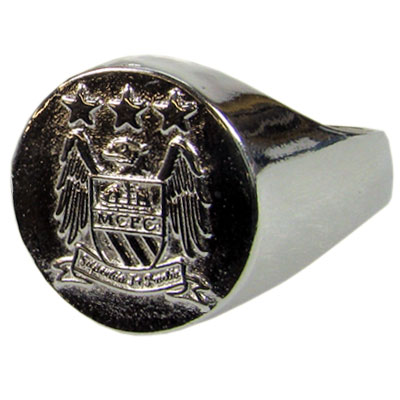 Manchester City F.C. Silver Plated Crest Ring Small